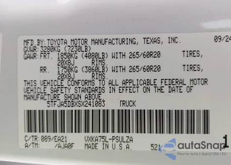 2025 Toyota Tundra Limited from USA, damaged, VIN 5TFJA5DBXSX241083